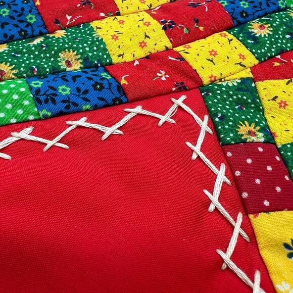 VTG 70s Patchwork Crazy Quilt Stocking Handmade Calico Colorful Christmas Retro - Picture 10 of 13